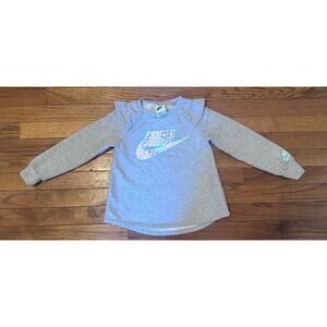 Nike Girls Sweatshirt Size Small 4-5T Years Grey Multi color Leopard Print